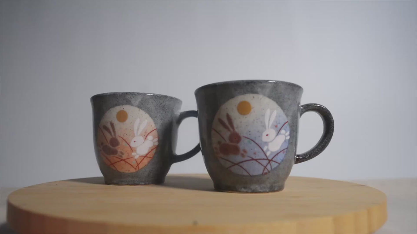 Kutani Ware - Rabbit Bouncing Pair Mug